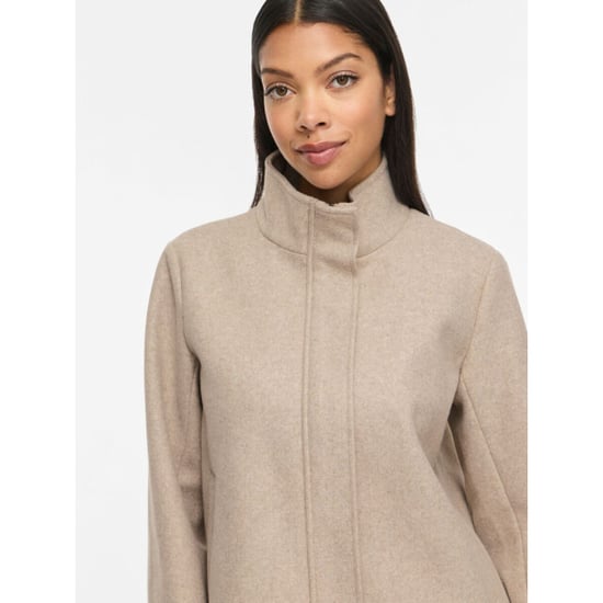 Vila viclaudia l/s high neck short jkt 14119186 natural melange - Image 4