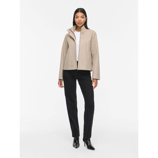 Vila viclaudia l/s high neck short jkt 14119186 natural melange - Image 5