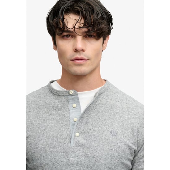 Superdry Mini slub waffle long sleeve grandad top melee - Image 2