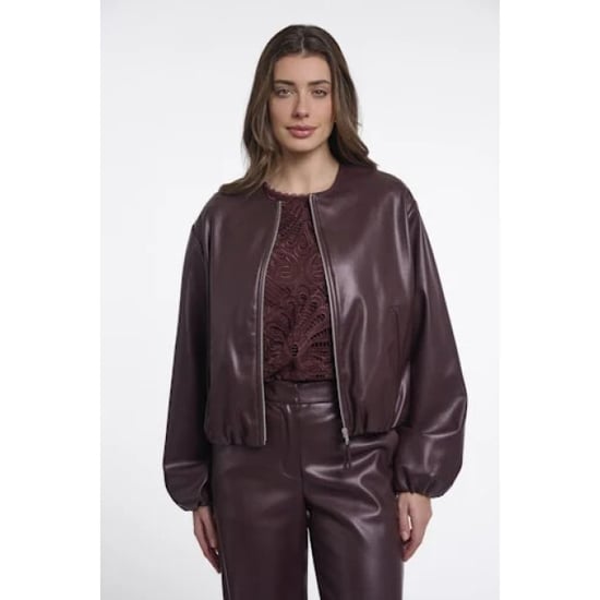 Rino & Pelle Lomee.7502611 rino en pelle faux leather blouson jacket chocolate bean - Image 1