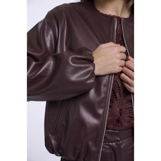 Rino & Pelle Lomee.7502611 rino en pelle faux leather blouson jacket chocolate bean - Image 2