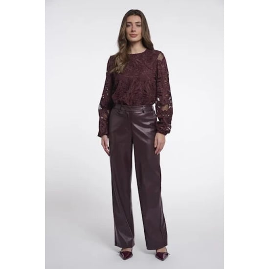 Rino & Pelle Georgina regular.7502611 rino en pelle regular length faux leather pants chocolate bean - Image 1
