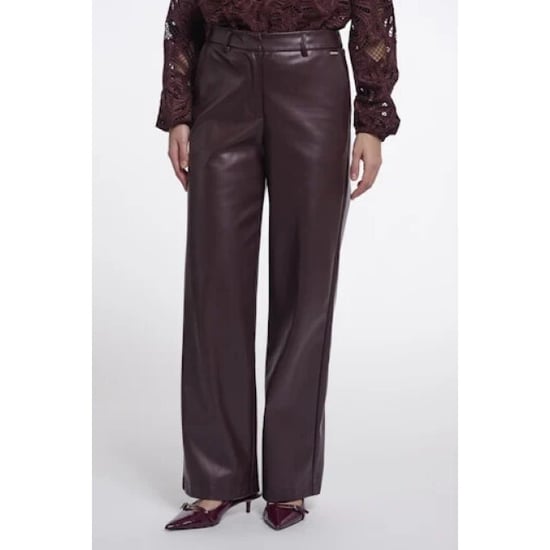 Rino & Pelle Georgina regular.7502611 rino en pelle regular length faux leather pants chocolate bean - Image 2
