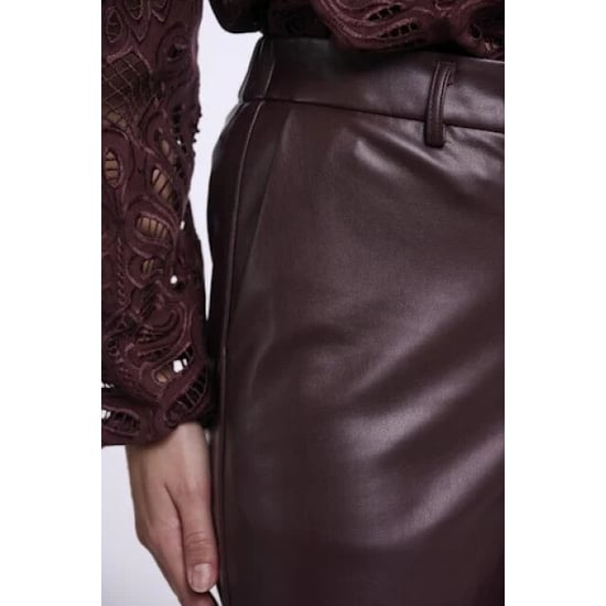 Rino & Pelle Georgina regular.7502611 rino en pelle regular length faux leather pants chocolate bean - Image 3