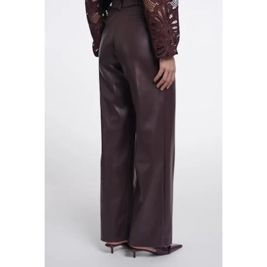 Rino & Pelle Georgina regular.7502611 rino en pelle regular length faux leather pants chocolate bean - Image 4