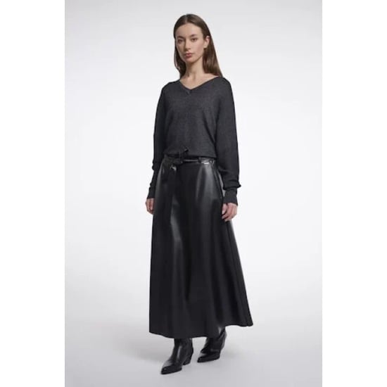Rino & Pelle Chelsea.7502611 rino en pelle faux leather skirt with belt dark navy - Image 4