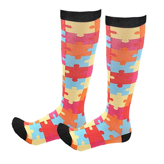 flo Bright Pattern Knee High Compression Socks Puzzle S/M - Image 1