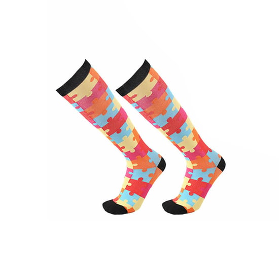 flo Bright Pattern Knee High Compression Socks Puzzle S/M - Image 2