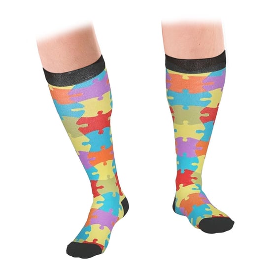 flo Bright Pattern Knee High Compression Socks Puzzle S/M - Image 4