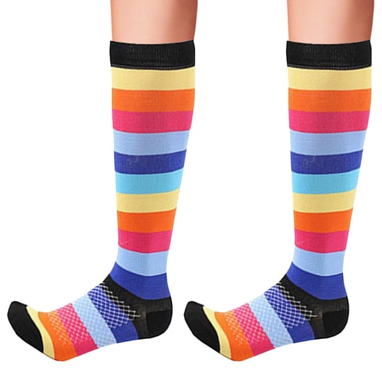 Flo Bright Pattern Knee High Compression Socks Colour Stripes S/M - Image 1