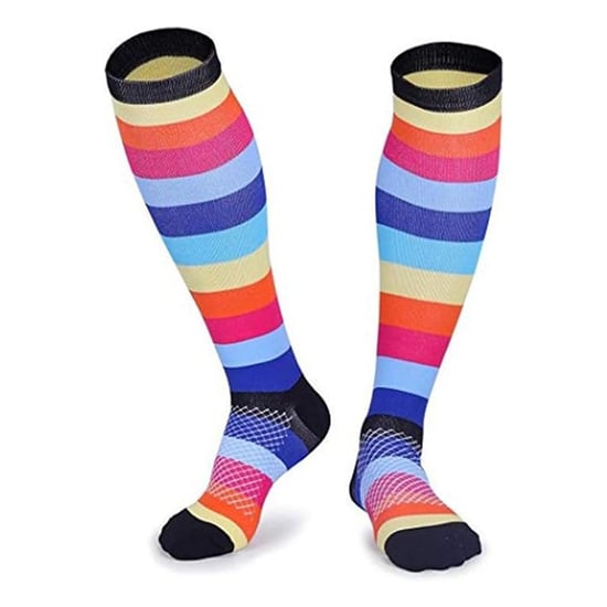 Flo Bright Pattern Knee High Compression Socks Colour Stripes S/M - Image 2