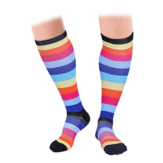 Flo Bright Pattern Knee High Compression Socks Colour Stripes S/M - Image 3