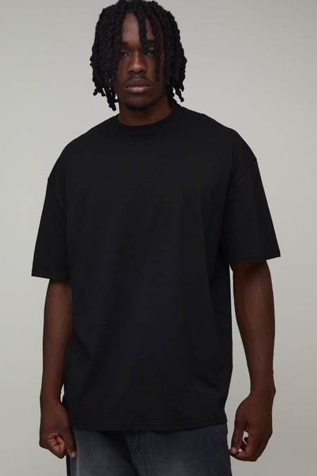 Tall Black Oversized Palm Spine Print T-Shirt - Image 3
