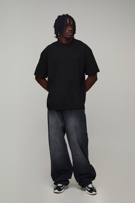 Tall Black Oversized Palm Spine Print T-Shirt - Image 4