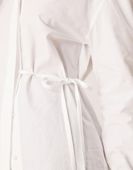 ASOS DESIGN poplin tie side oversized shirt in white - Image 3