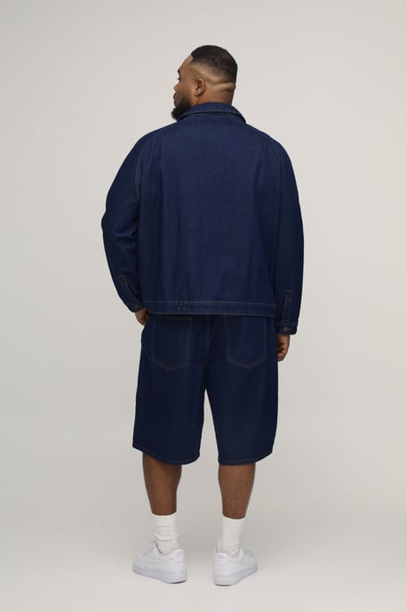 Plus Pleat Front Parachute Longline Denim Jorts - Image 3