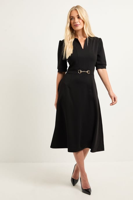 Petite Ponte Snaffle Trim Midi Dress - Image 1
