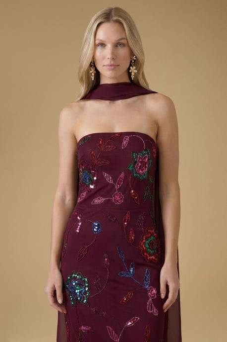 Floral Embellished Mesh Midaxi Dress - Image 4