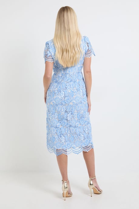 Petite Contrast Lace Button Midi Dress - Image 3