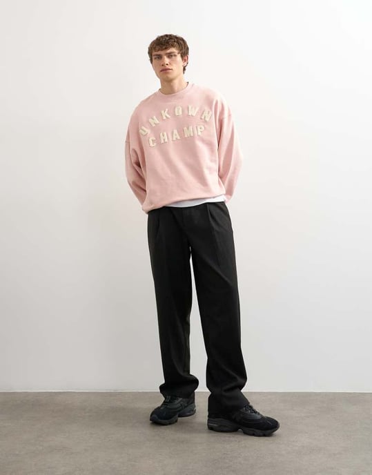 Topman relaxed fit sweatshirt with chenille embroidery in washed pink - Image 2