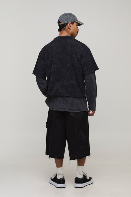 Let Down Hem Double Carpenter Loop Overdye Denim Jorts - Image 2
