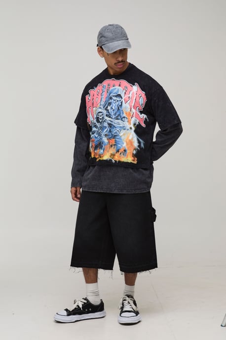 Let Down Hem Double Carpenter Loop Overdye Denim Jorts - Image 4