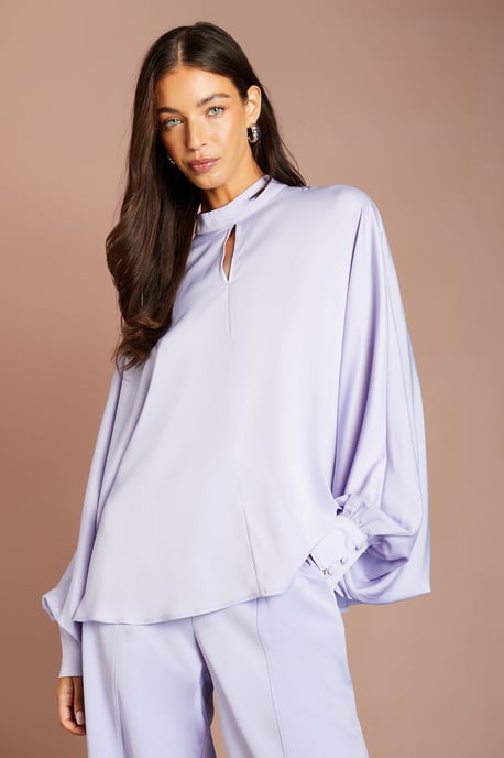 Satin Batwing Sleeve Shirt - Image 1