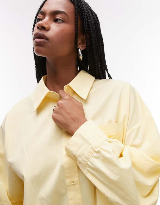 ASOS DESIGN boxy kort skjorta i smörmjölk - Image 4