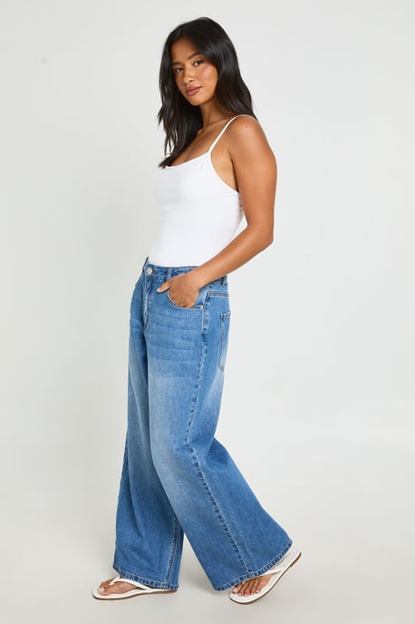 Petite Mid Waist Loose Fit Wide Leg Jean - Image 3