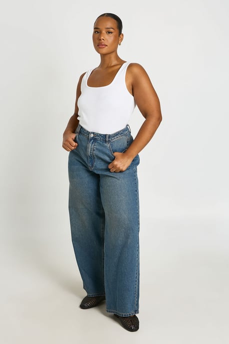 Plus Mid Waist Loose Wide Leg Jean - Image 3