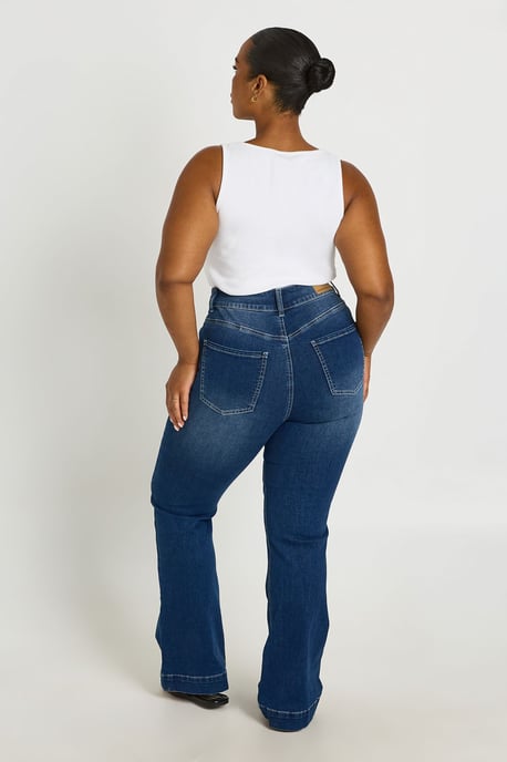 Plus Mid Waist Seam Detail Flare Jean - Image 2