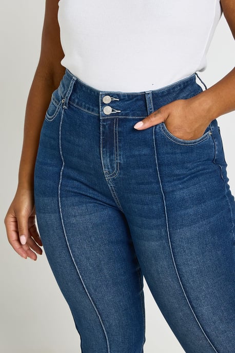 Plus Mid Waist Seam Detail Flare Jean - Image 4