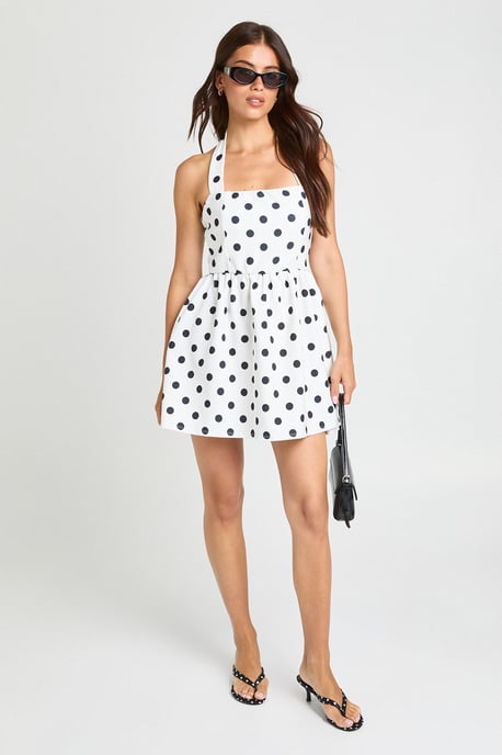 Polka Dot Square Neck Mini Dress - Image 3