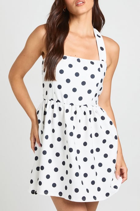 Polka Dot Square Neck Mini Dress - Image 4