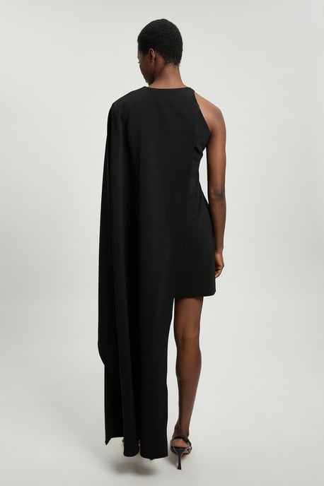 Compact Viscose Asymmetric Detail Mini Dress - Image 3