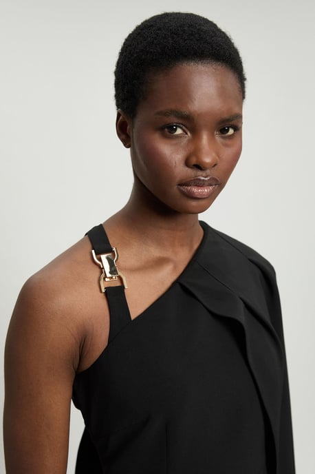 Compact Viscose Asymmetric Detail Mini Dress - Image 4