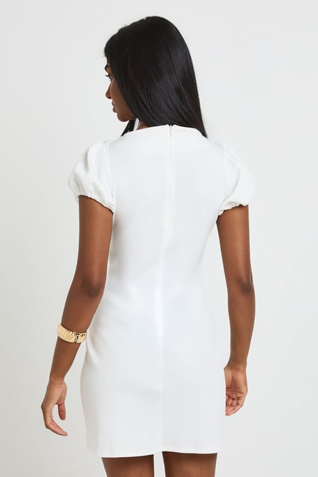 Puff Sleeve Bust Detail Shift Dress - Image 2