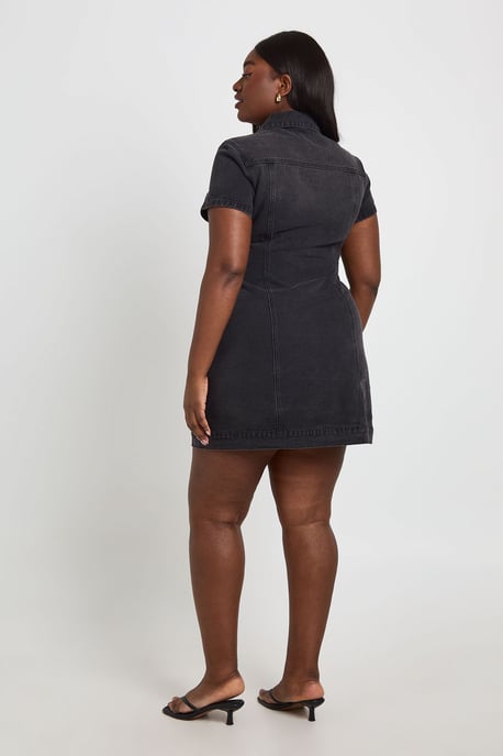 Plus Western Denim Short Sleeve Mini Dress - Image 2