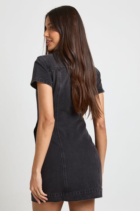 Western Denim Short Sleeve Mini Dress - Image 2