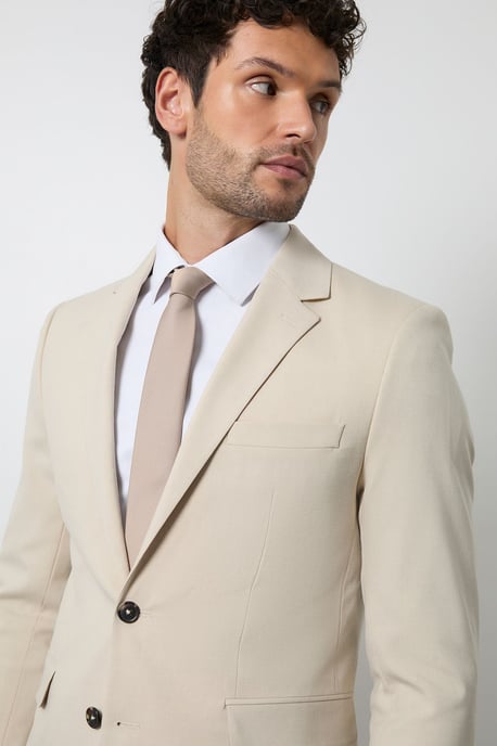 Beige Tailored Fit Suit Jacket - Image 2