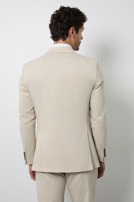Beige Tailored Fit Suit Jacket - Image 3