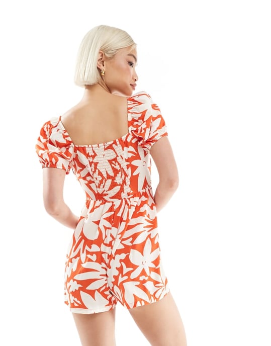 Wednesday's Girl milkmaid playsuit in red - Image 4