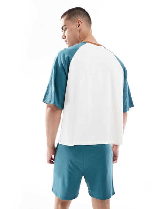 ASOS DESIGN boxy nattset med raglanärm i ecru - BEIGE - Image 4