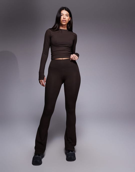4505 Icon soft touch high waist slim kick yoga legging in chocolate - Image 1
