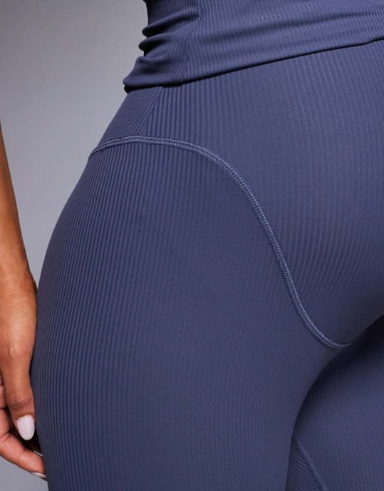4505 Maternity soft touch rib high waist gym legging in blue grey - Image 4