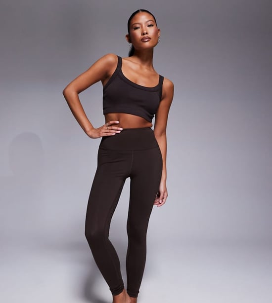 4505 Petite Icon soft touch high waist yoga legging in chocolate - Image 1