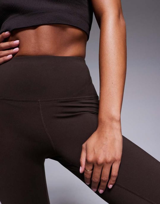 4505 Petite Icon soft touch high waist yoga legging in chocolate - Image 3