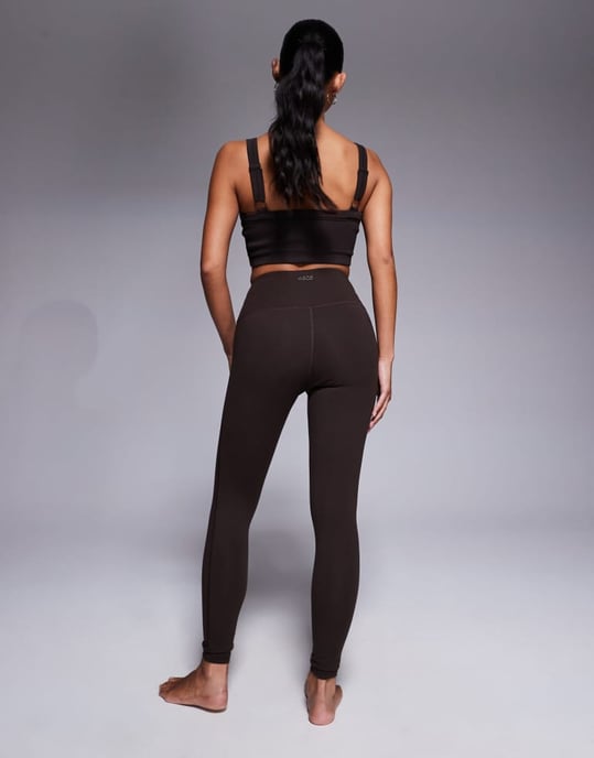 4505 Petite Icon soft touch high waist yoga legging in chocolate - Image 4