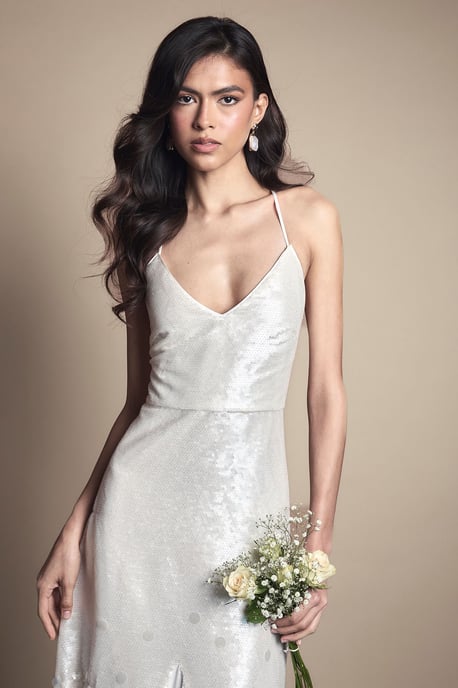 Sequin Godet Maxi Wedding Dress - Image 2