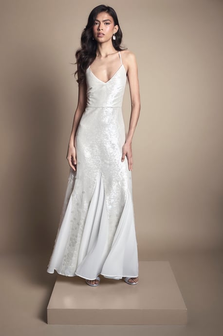 Sequin Godet Maxi Wedding Dress - Image 4